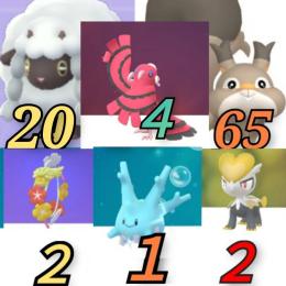色違いサニーゴ、オドリドリめらめら♂♀、キュワワー♂♀、ジャラコ２、プラベベ黄１白１、ホシガリス65