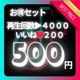 お得セット🌟TikTok再生4000回＆いいね200増加⬆️振り分け可⭕️