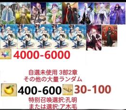【画像の所持】聖晶石4000～6000個、果実400～600低在庫,特別召喚未使用,即時対応