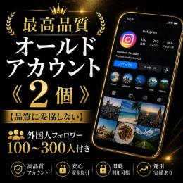 最高品質オールドアカウント《2個》【品質に妥協しない】外国人フォロワー100〜300人付き