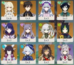 🔥レベル7希少初期垢⭐5×10コロンビーナ（少女）、フリーナ、鍾離、雷電将軍、ナヒーダ、ウェンティ等