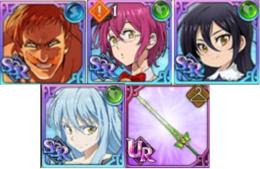 画像のキャラは所持+ダイヤ6000-6500個+SSR70-150体+SSR券190-200