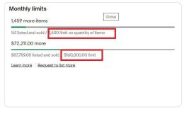 ebayセラーアカウント リミット1600品/160,000ドル 法人アカ 日本語サポート付