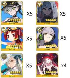 5種類の宝具5+サポート4体+石4100+黒の聖杯*4 アカウント 贩売