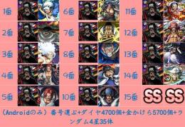 Android専用！超フェス2体！四皇黒ひげの編成+ダイヤ4700個+金かけら5700個