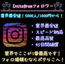 【業界最安値・最速】Instagramフォロワー 5000人　⭐︎45日間減少自動補填⭐︎