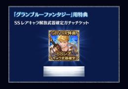 グラブル 「SSレアキャラ解放武器確定ガチャチケット」シリアルコード (ヴェイン購入特典)