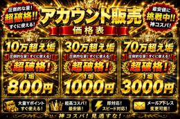 "超破格" "最安値"各種ワイポイント（ワイ ポ）垢販売