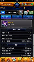 ログイン3665日ランク149