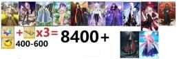 【画像の所持】石+呼符×3＝聖晶石8400個相当　果実400-600個、奏章4クリアした