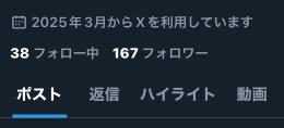 X 3月製アカウント 160人フォロワー
