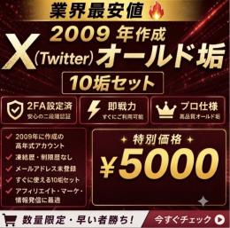 【🔥50垢限定商品🔥】2009年作成10垢5000円　17年前の最古OLD垢・即納・凍結に強い