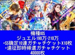 機種IOS ジュエル190万-210万個+SS确定10連ガチャチケットx10枚+遠征即時帰還ガチャチ