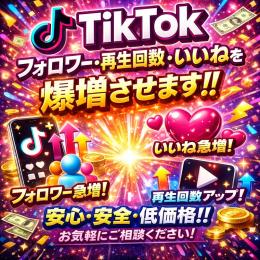 TikTokアカウントのフォロワー・再生回数・いいね数を増やします
