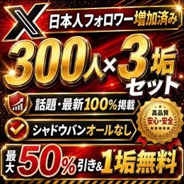 300人×3垢セット【🇯🇵日本人フォロワー増加済】検索(TOP/最新)OLD垢