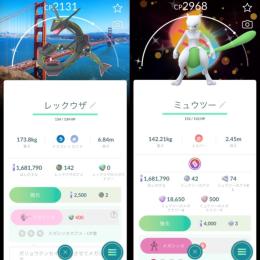❗️TL56背景色違いレックウザと背景ミュウツー所持❗️伝説61体所持アカウント