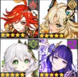 Asiaサーバー 初期垢 マーヴィカ+シロネン+雷電将軍+ナヒーダ