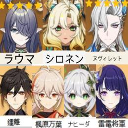 🍀(原神）Asia💫★5×7 ヌヴィレット+シロネン➕ラウマ➕鍾離➕楓原万葉➕雷電將軍➕ナヒーダ