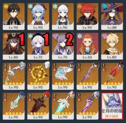 ☆5×28 胡桃1凸+護摩 甘雨+アモス 神里+霧切 鍾離など