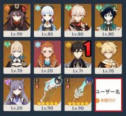 ID未設定&PU確定☆5×12 鍾離1凸 胡桃 神里 万葉 など