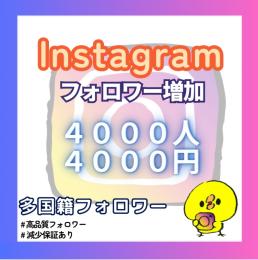 【高品質】Instagram多国籍フォロワー＋4000人増やします！【減少保証付】