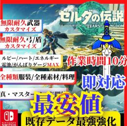 🚀TOTK最安即対応データ強化🔥　祠、厳選装備、ハート、ルピー✨バッテリー　がんばりゲージ無限✨