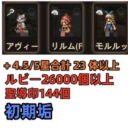 リルム+アヴィーテ+モルルッソEx+ルビー26000個+聖導印144個+4.5/5星合計23体以上