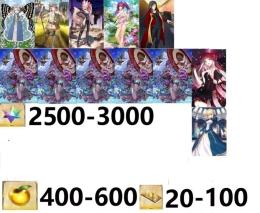 聖晶石2500~3000個+キャストリア+諸葛孔明+水着スカディ+コヤンスカヤ+オベロン+アルトリア