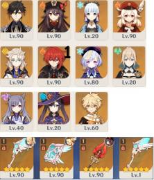 課金履歴なし⭐５ｘ１５本　胡桃　護摩の杖　綾華　鍾離　アルベド　ディルック1凸　刻晴　ジン　ETC。