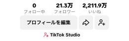 TikTokアカウント 21万人フォロワー✨ ┊ 一年で6100万回再生💫💫